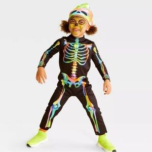 2T - 3T Skeleton Kids Costume glows  blacklight 2pc set hyde and eek! Halloween